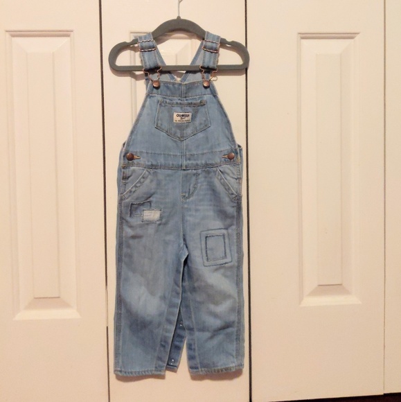 Oshkosh Patchwork Denim Overalls Size 18 Months - Picture 3 of 6